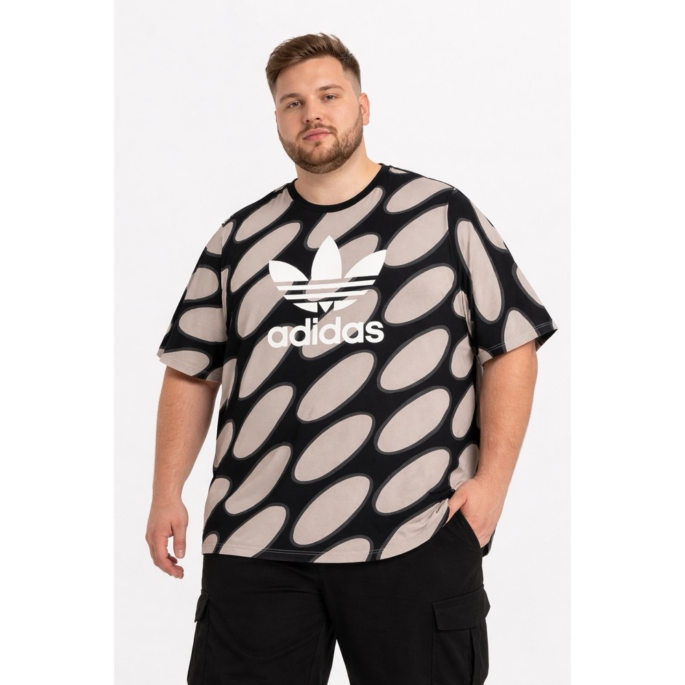 Adidas x Marimekko T Shirt 4X Black Beige Graphic Logo Oversized Unisex